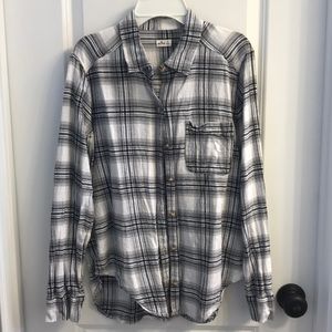 Black, White, and Gray Plaid Hollister Flannel